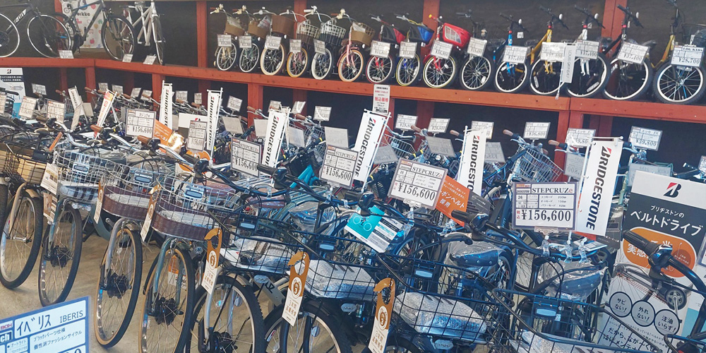 広島県福山市のサイクルショップ自転車BOX御門店の店頭